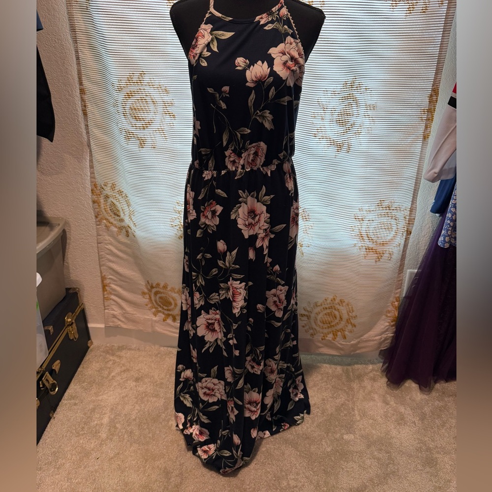 French Grey Navy and Pink Dress
